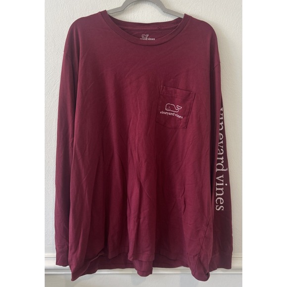 Vineyard Vines T-Shirt Mens Logo Whale Long Sleeve Pocket Red Size 2XL - Picture 1 of 3